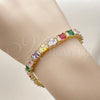 Pulsera Tennis 03.283.0531.1.07 Oro Laminado, Diseño de Baguette, con Multicolor Zirconia Cubica, Pulido, Tono Dorado (Thickness, 7 Inches Length)