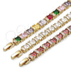 Pulsera Tennis 03.283.0531.1.07 Oro Laminado, Diseño de Baguette, con Multicolor Zirconia Cubica, Pulido, Tono Dorado (Thickness, 7 Inches Length)