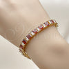 Pulsera Tennis 03.283.0531.2.07 Oro Laminado, Diseño de Baguette, con Granate and Blanca Zirconia Cubica, Pulido, Tono Dorado (Thickness, 7 Inches Length)