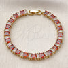 Pulsera Tennis 03.283.0531.2.07 Oro Laminado, Diseño de Baguette, con Granate and Blanca Zirconia Cubica, Pulido, Tono Dorado (Thickness, 7 Inches Length)