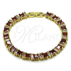 Pulsera Tennis 03.283.0531.2.07 Oro Laminado, Diseño de Baguette, con Granate and Blanca Zirconia Cubica, Pulido, Tono Dorado (Thickness, 7 Inches Length)