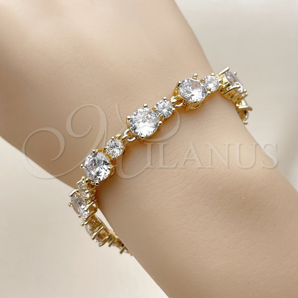 Pulsera Tennis 03.283.0534.07 Oro Laminado, con Blanca Zirconia Cubica, Pulido, Tono Dorado (08 MM Thickness, 8 Inches Length)