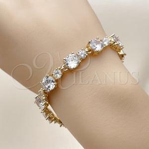 Pulsera Tennis 03.283.0534.07 Oro Laminado, con Blanca Zirconia Cubica, Pulido, Tono Dorado (08 MM Thickness, 8 Inches Length)