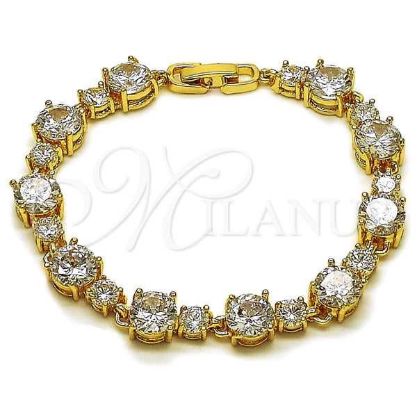 Pulsera Tennis 03.283.0534.07 Oro Laminado, con Blanca Zirconia Cubica, Pulido, Tono Dorado (08 MM Thickness, 8 Inches Length)