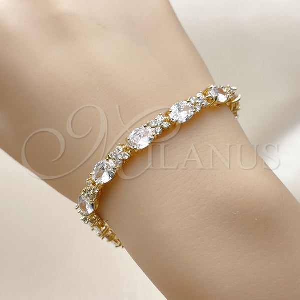 Pulsera Tennis 03.283.0536.07 Oro Laminado, con Blanca Zirconia Cubica, Pulido, Tono Dorado (06 MM Thickness, 7 Inches Length)