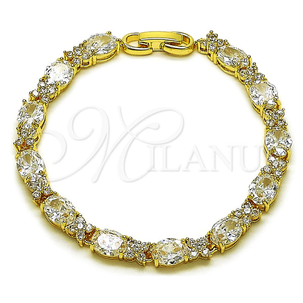 Pulsera Tennis 03.283.0536.07 Oro Laminado, con Blanca Zirconia Cubica, Pulido, Tono Dorado (06 MM Thickness, 7 Inches Length)