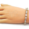 Pulsera Tennis 03.283.0537.07 Oro Laminado, Diseño de Baguette, con Blanca Zirconia Cubica and Blanca Micro Pave, Pulido, Tono Dorado (Thickness, 7 Inches Length)
