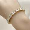 Pulsera Tennis 03.283.0537.07 Oro Laminado, Diseño de Baguette, con Blanca Zirconia Cubica and Blanca Micro Pave, Pulido, Tono Dorado (Thickness, 7 Inches Length)