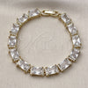Pulsera Tennis 03.283.0537.07 Oro Laminado, Diseño de Baguette, con Blanca Zirconia Cubica and Blanca Micro Pave, Pulido, Tono Dorado (Thickness, 7 Inches Length)