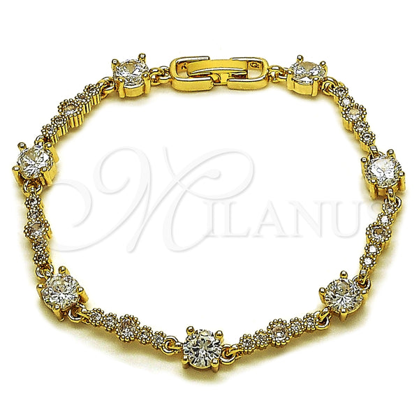 Pulsera Tennis 03.283.0539.07 Oro Laminado, con Blanca Zirconia Cubica, Pulido, Tono Dorado (06 MM Thickness, 7 Inches Length)