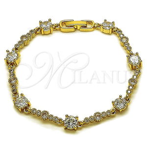 Pulsera Tennis 03.283.0539.07 Oro Laminado, con Blanca Zirconia Cubica, Pulido, Tono Dorado (06 MM Thickness, 7 Inches Length)