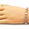 Pulsera Tennis 03.283.0540.08 Oro Laminado, Diseño de Baguette, con Blanca Zirconia Cubica, Pulido, Tono Dorado (07 MM Thickness, 8 Inches Length)