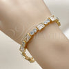 Pulsera Tennis 03.283.0540.08 Oro Laminado, Diseño de Baguette, con Blanca Zirconia Cubica, Pulido, Tono Dorado (07 MM Thickness, 8 Inches Length)
