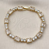 Pulsera Tennis 03.283.0540.08 Oro Laminado, Diseño de Baguette, con Blanca Zirconia Cubica, Pulido, Tono Dorado (07 MM Thickness, 8 Inches Length)