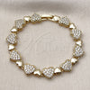 Pulsera Tennis 03.283.0541.07 Oro Laminado, Diseño de Corazón, con Zirconia Cubica Blanca, Pulido, Tono Dorado (Grosor 09.4 MM, 7 Pulgadas de Largo)