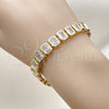 Pulsera Tennis 03.283.0545.07 Oro Laminado, Diseño de Baguette, con Blanca Zirconia Cubica, Pulido, Tono Dorado (Thickness, 7 Inches Length)