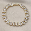 Pulsera Tennis 03.283.0545.07 Oro Laminado, Diseño de Baguette, con Blanca Zirconia Cubica, Pulido, Tono Dorado (Thickness, 7 Inches Length)