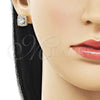 Arete Dormilona 02.283.0306 Oro Laminado, Diseño de Cluster, con Blanca Zirconia Cubica, Pulido, Tono Dorado