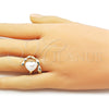 Anillo Multi Piedra 01.438.0002 Oro Laminado, Diseño de Corazón, con Madre Perla Marfil, Pulido, Tono Dorado (Talla Unica)