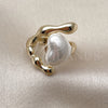 Anillo Multi Piedra 01.438.0002 Oro Laminado, Diseño de Corazón, con Madre Perla Marfil, Pulido, Tono Dorado (Talla Unica)