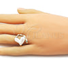 Anillo Multi Piedra 01.438.0003 Oro Laminado, Diseño de Corazón, con Madre Perla Marfil, Pulido, Tono Dorado (Talla Unica)