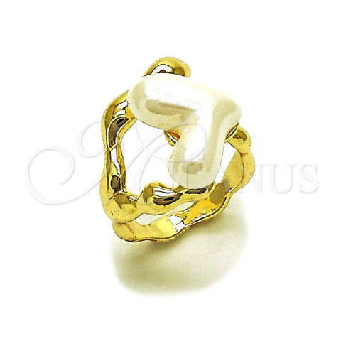 Anillo Multi Piedra 01.438.0003 Oro Laminado, Diseño de Corazón, con Marfil Madre Perla, Pulido, Tono Dorado (One size fits all)
