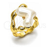 Anillo Multi Piedra 01.438.0003 Oro Laminado, Diseño de Corazón, con Madre Perla Marfil, Pulido, Tono Dorado (Talla Unica)