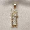 Dije Religioso 05.438.0009 Oro Laminado, Diseño de San Judas, con Blanca Zirconia Cubica, Pulido, Tono Dorado