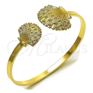 Aro Individual 07.413.0003 Oro Laminado, Diseño de Concha, Diamantado, Tono Dorado (Grosor 04 MM, Talla Unica)
