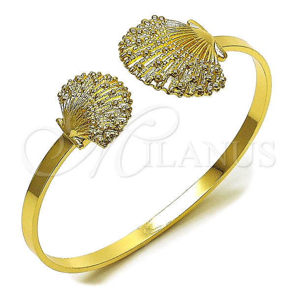 Aro Individual 07.413.0003 Oro Laminado, Diseño de Concha, Diamantado, Tono Dorado (Grosor 04 MM, Talla Unica)