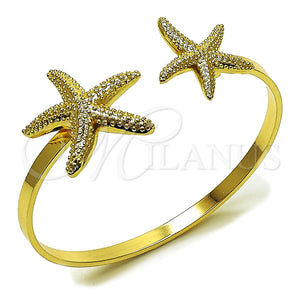 Aro Individual 07.413.0004 Oro Laminado, Diseño de Estrella, Diamantado, Tono Dorado (Grosor 04 MM, Talla Unica)