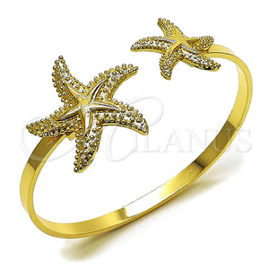 Aro Individual 07.413.0005 Oro Laminado, Diseño de Estrella, Pulido, Tono Dorado (Grosor 04 MM, Talla Unica)