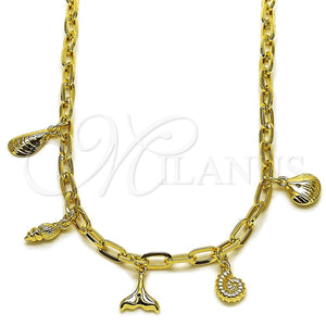 Gargantilla Elegante 04.63.1449.16 Oro Laminado, Diseño de Concha y Caracol, Pulido, Tono Dorado (Grosor 04.3 MM, 16 Pulgadas de Largo)