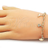 Pulsera de Dije 04.63.1449.07 Oro Laminado, Diseño de Concha y Caracol, Pulido, Tono Dorado (Grosor 04.3 MM, 8 Pulgadas de Largo)