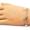 Pulsera de Dije 03.63.2299.07 Oro Laminado, Diseño de Concha y Caracol, Pulido, Tono Dorado (Thickness, 8 Inches Length)