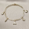 Pulsera de Dije 03.63.2299.07 Oro Laminado, Diseño de Concha y Caracol, Pulido, Tono Dorado (Thickness, 8 Inches Length)