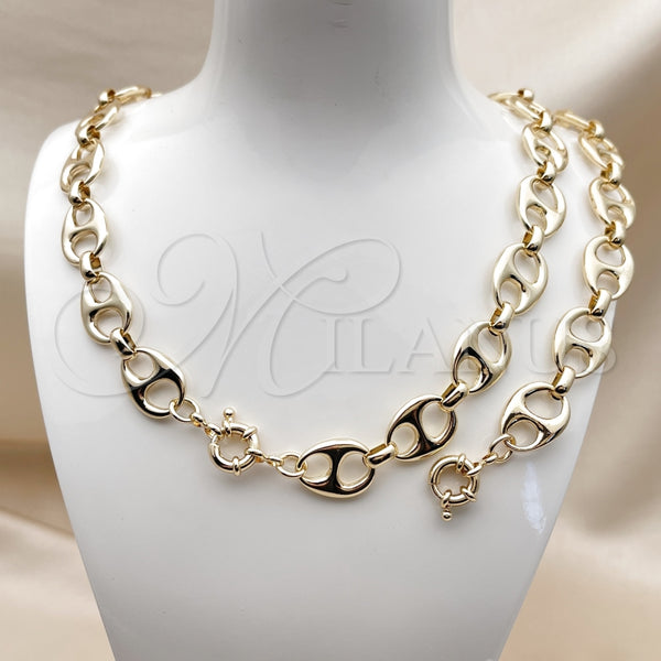 Collar y Pulsera 06.415.0009 Oro Laminado, Diseño de Puff Mariner y Mariner, Pulido, Tono Dorado