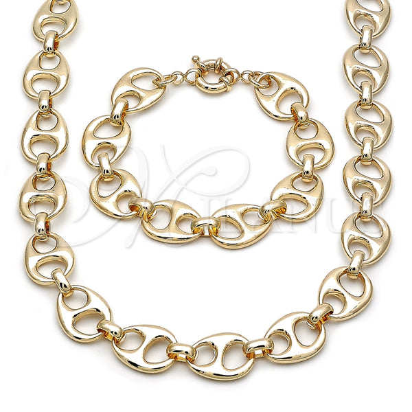 Collar y Pulsera 06.415.0009 Oro Laminado, Diseño de Puff Mariner y Mariner, Pulido, Tono Dorado