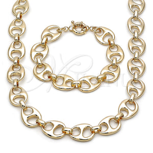 Collar y Pulsera 06.415.0009 Oro Laminado, Diseño de Puff Mariner y Mariner, Pulido, Tono Dorado