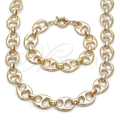 Collar y Pulsera 06.415.0009 Oro Laminado, Diseño de Puff Mariner y Mariner, Pulido, Tono Dorado
