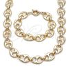 Collar y Pulsera 06.415.0009 Oro Laminado, Diseño de Puff Mariner y Mariner, Pulido, Tono Dorado