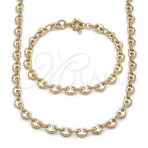 Collar y Pulsera 06.415.0010.18 Oro Laminado, Diseño de Corazón, Pulido, Tono Dorado