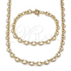 Collar y Pulsera 06.415.0010.18 Oro Laminado, Diseño de Corazón, Pulido, Tono Dorado