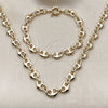 Collar y Pulsera 06.415.0011 Oro Laminado, Diseño de Corazón, Pulido, Tono Dorado