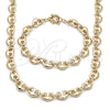 Collar y Pulsera 06.415.0011 Oro Laminado, Diseño de Corazón, Pulido, Tono Dorado