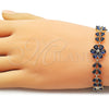 Pulsera Tennis 03.266.0055.3.07 Oro Laminado, Diseño de Flor y Gota, con Zirconia Cubica Zafiro Azul, Pulido, Tono Dorado (Grosor 09.6 MM, 8 Pulgadas de Largo)