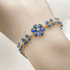 Pulsera Tennis 03.266.0055.3.07 Oro Laminado, Diseño de Flor y Gota, con Zirconia Cubica Zafiro Azul, Pulido, Tono Dorado (Grosor 09.6 MM, 8 Pulgadas de Largo)