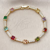 Pulsera Tennis 03.266.0056.07 Oro Laminado, con Zirconia Cubica Multicolor y Blanca, Pulido, Tono Dorado (Grosor 05.2 MM, 8 Pulgadas de Largo)