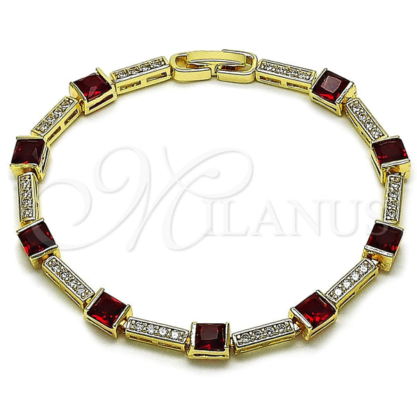 Pulsera Tennis 03.266.0056.1.07 Oro Laminado, con Zirconia Cubica Granate y Blanca, Pulido, Tono Dorado (Grosor 05.2 MM, 8 Pulgadas de Largo)