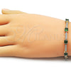 Pulsera Tennis 03.266.0056.2.07 Oro Laminado, con Zirconia Cubica Verde y Blanca, Pulido, Tono Dorado (Grosor 05.2 MM, 8 Pulgadas de Largo)